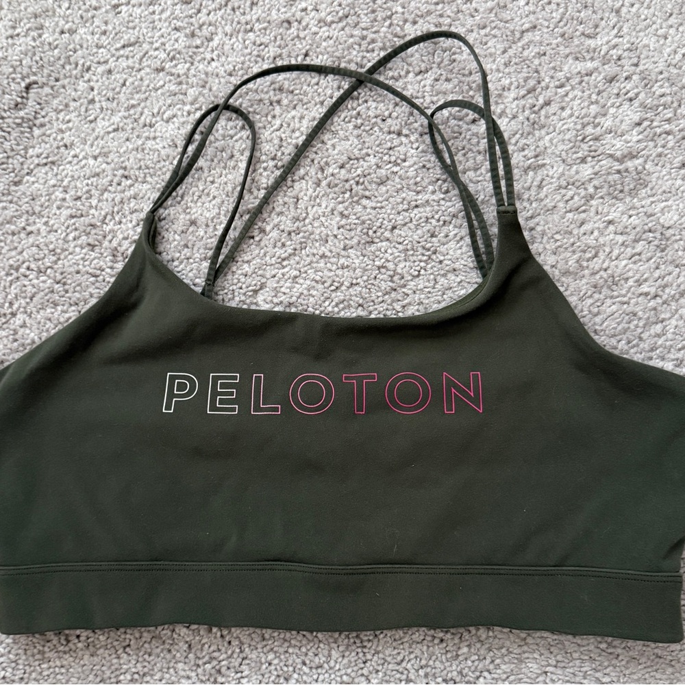 Peloton Dark Green olive Sports Bra
